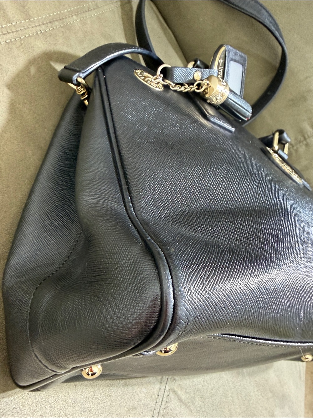 Lux Metrocity Black Saffiano Leather Structured Tote Bag Gold Hardware Vintage. - Picture 12 of 16